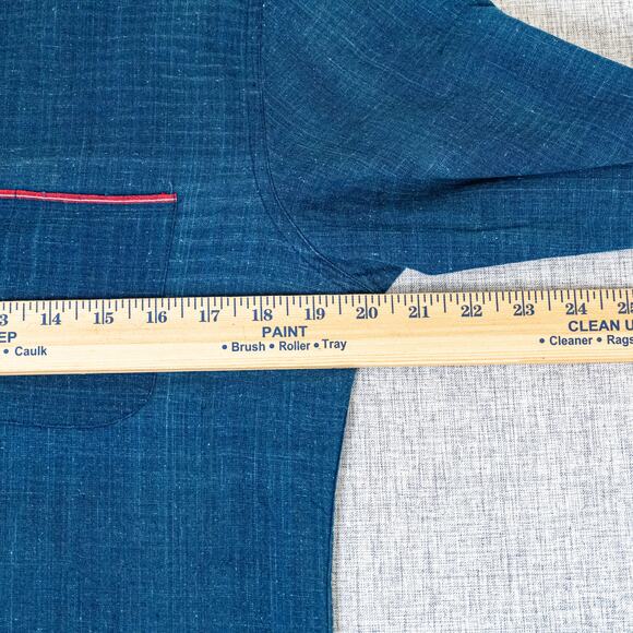 KARDO Men's Button up Shirt Indigo blue Cotton size Small Handmande - Picture 8 of 8